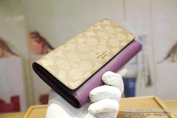 COACH蔻馳 原單 Coach53763 女士三折大手包 專櫃用料PVC拼頭層牛皮 專櫃爆款  Chz1195